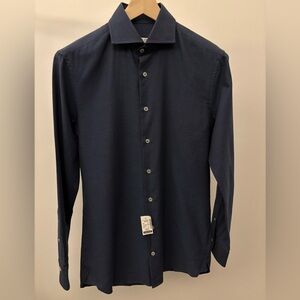 Atelier Munro Dress Shirt Spread Collar Brushed Cotton Blue 15.5/39